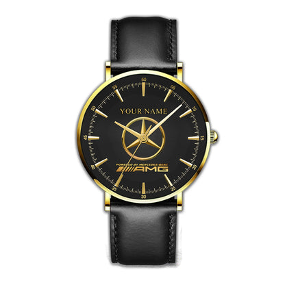 Personalized Merc AMG Quartz Leather Watch Q040303
