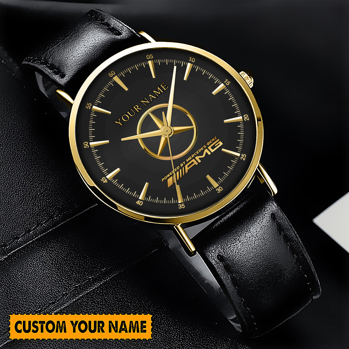 Personalized Merc AMG Quartz Leather Watch Q040303