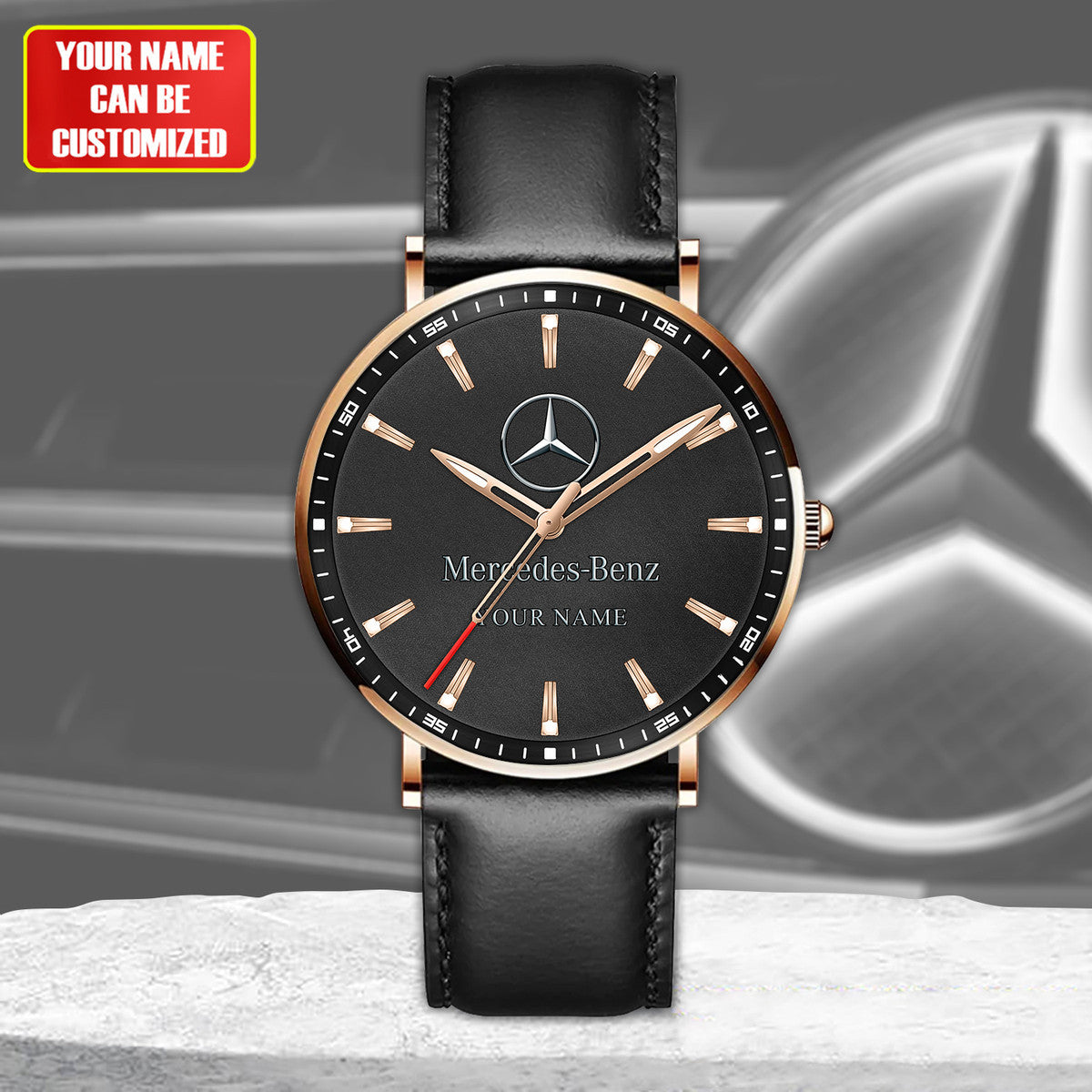 Personalized Merc Quartz Leather Watch P040303