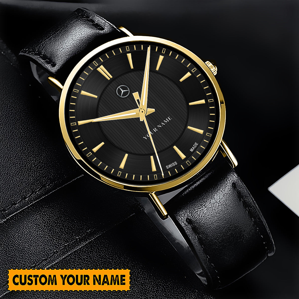 Personalized Merc Quartz Leather Watch P040304