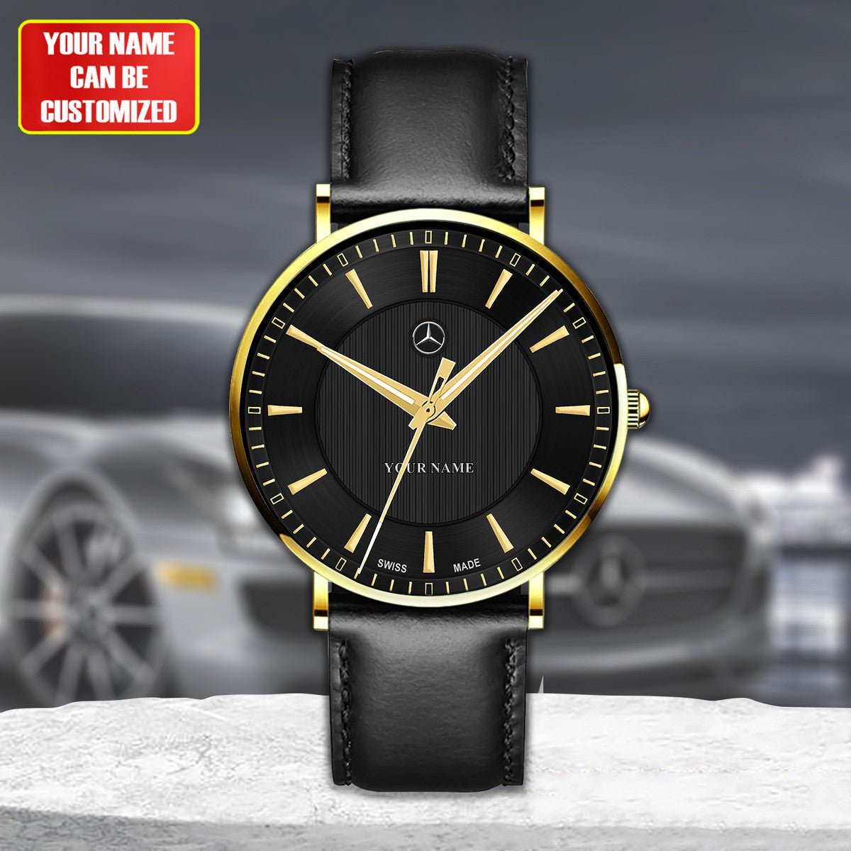 Personalized Merc Quartz Leather Watch P040304