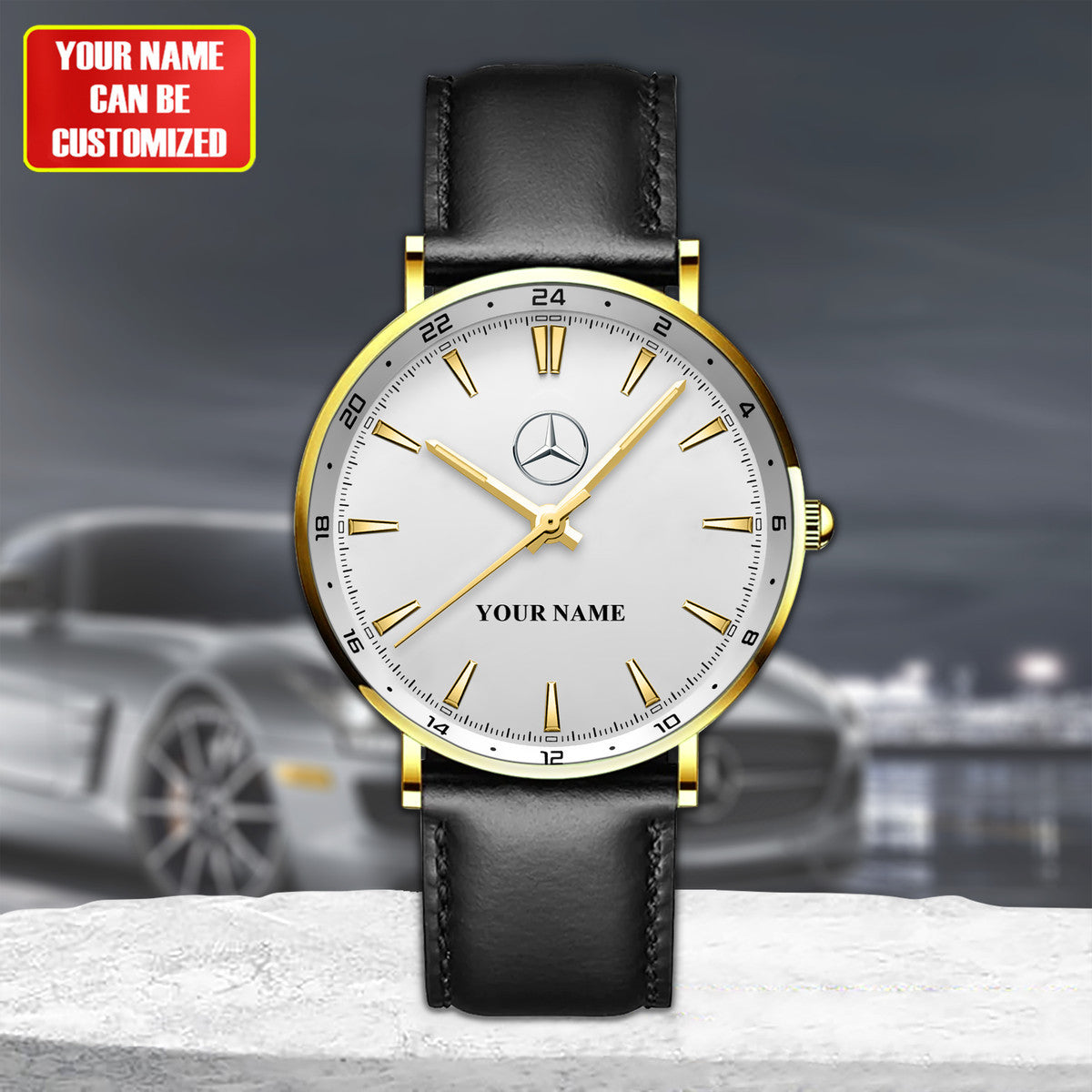 Personalized Merc Quartz Leather Watch P110304