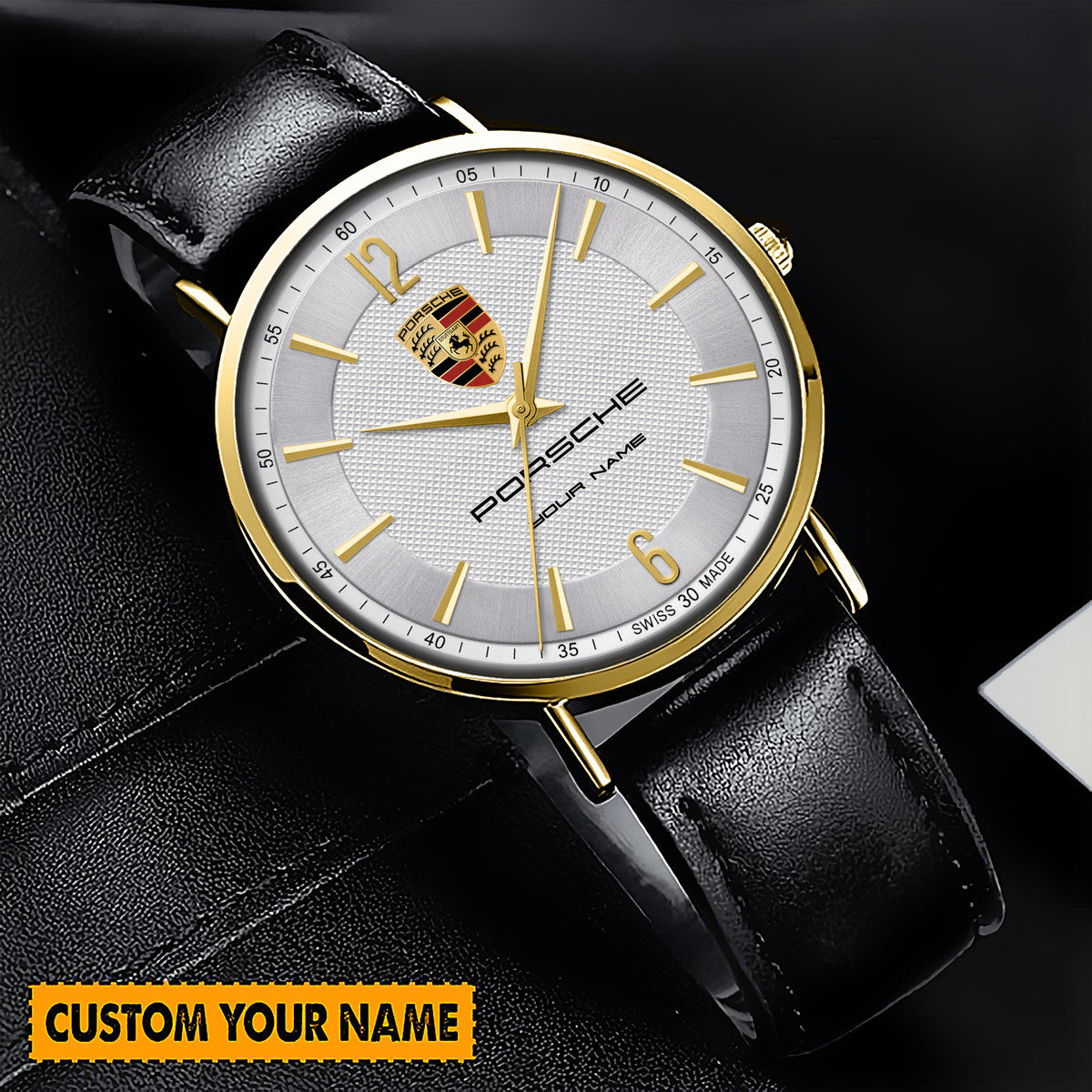 Personalized Pors Quartz Leather Watch P110305