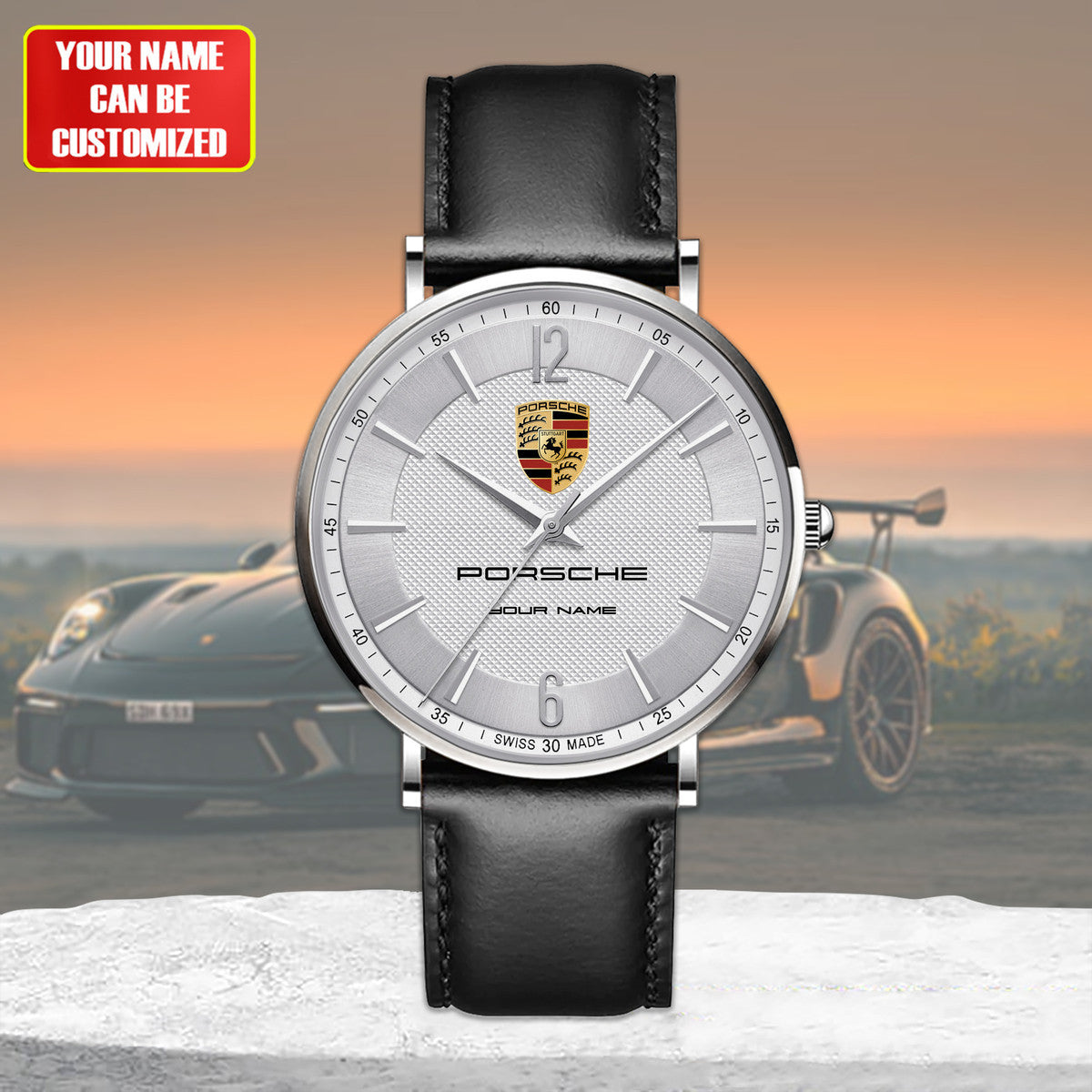 Personalized Pors Quartz Leather Watch P110305
