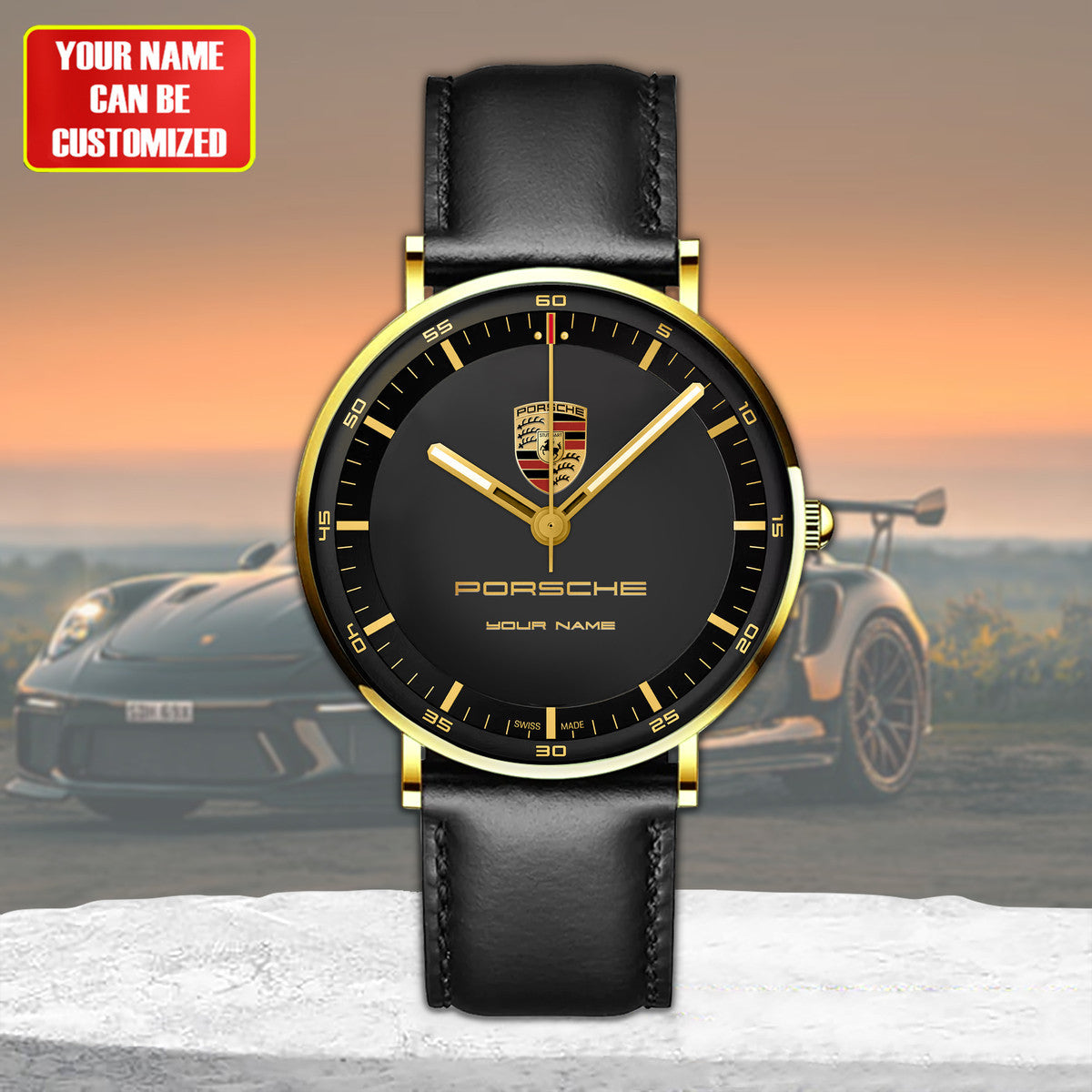 Personalized Pors V2 Quartz Leather Watch P130304