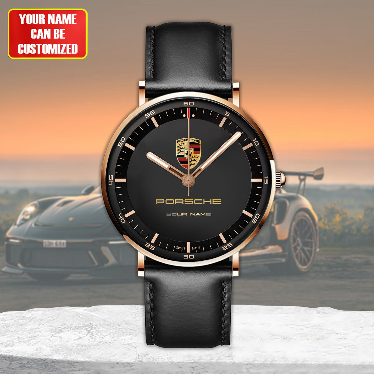 Personalized Pors V2 Quartz Leather Watch P130304