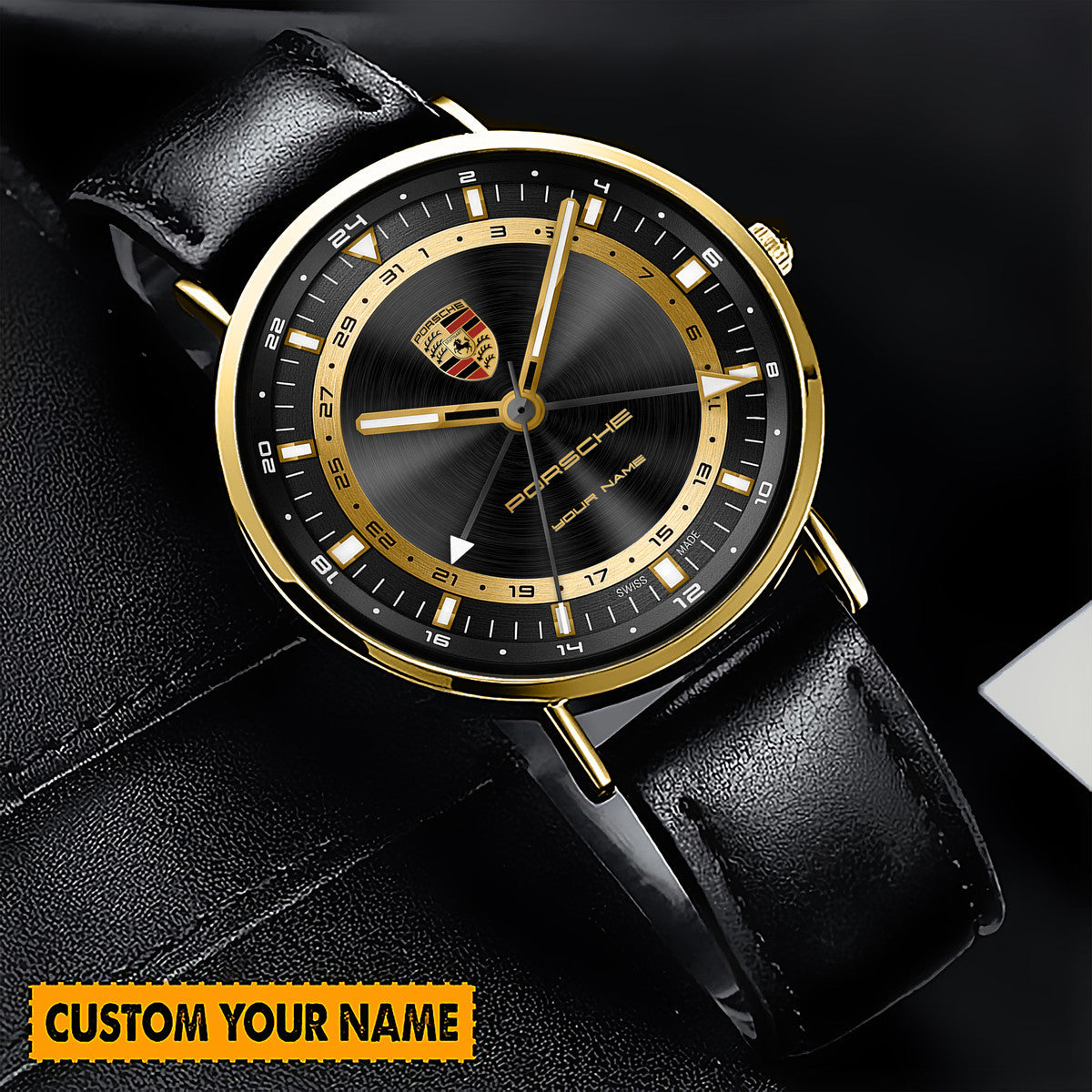 Personalized Pors Quartz Leather Watch P190302