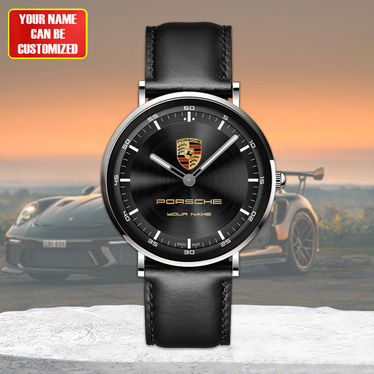 Personalized Pors Quartz Leather Watch P190301