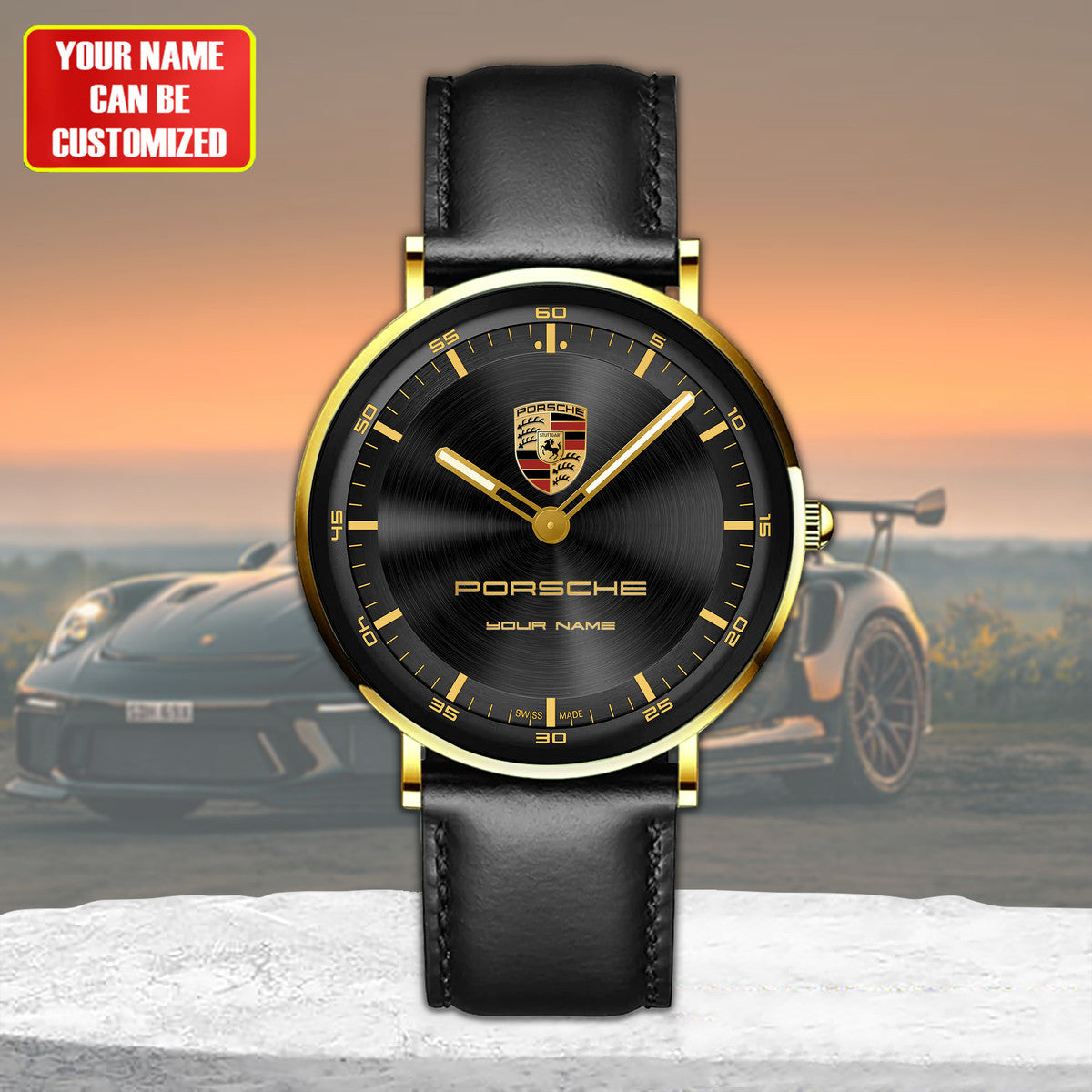 Personalized Pors Quartz Leather Watch P190301