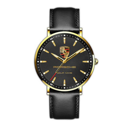 Personalized Pors Boss Quartz Leather Watch P220311