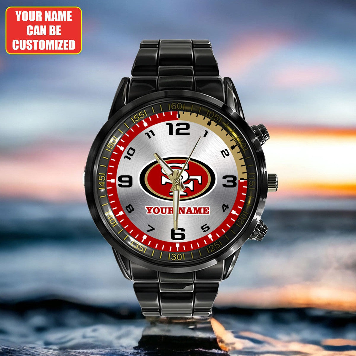Personalized SF49 Black Stainless Steel Watch Q210307