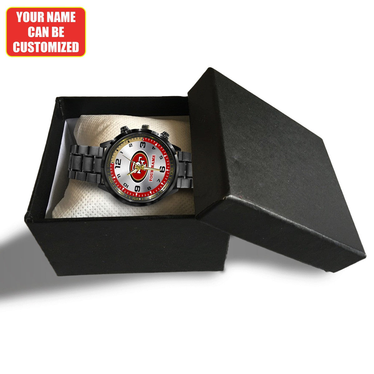 Personalized SF49 Black Stainless Steel Watch Q210307