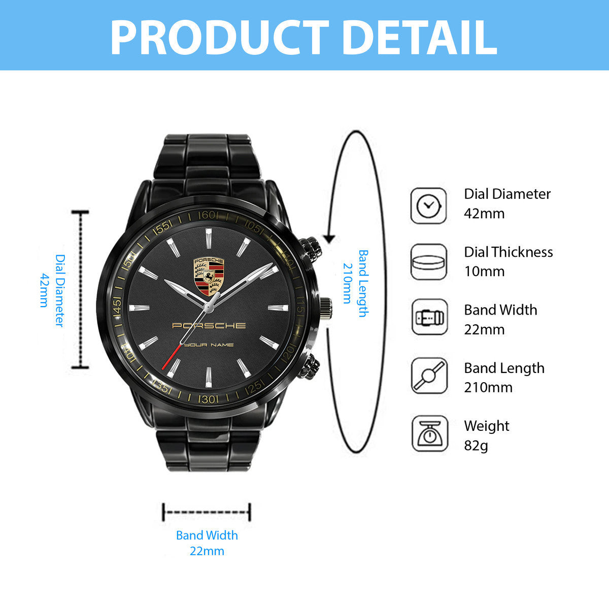 Personalized Pors Boss Stainless Steel Watch P260303