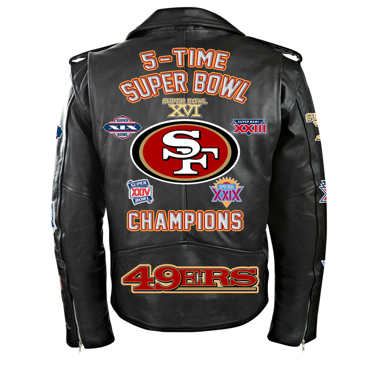 SF49 Super Bowl Zipper Vintage Leather Jacket Q290301