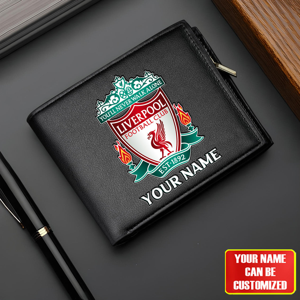 Personalized Liverpool Leather Wallet Q100406