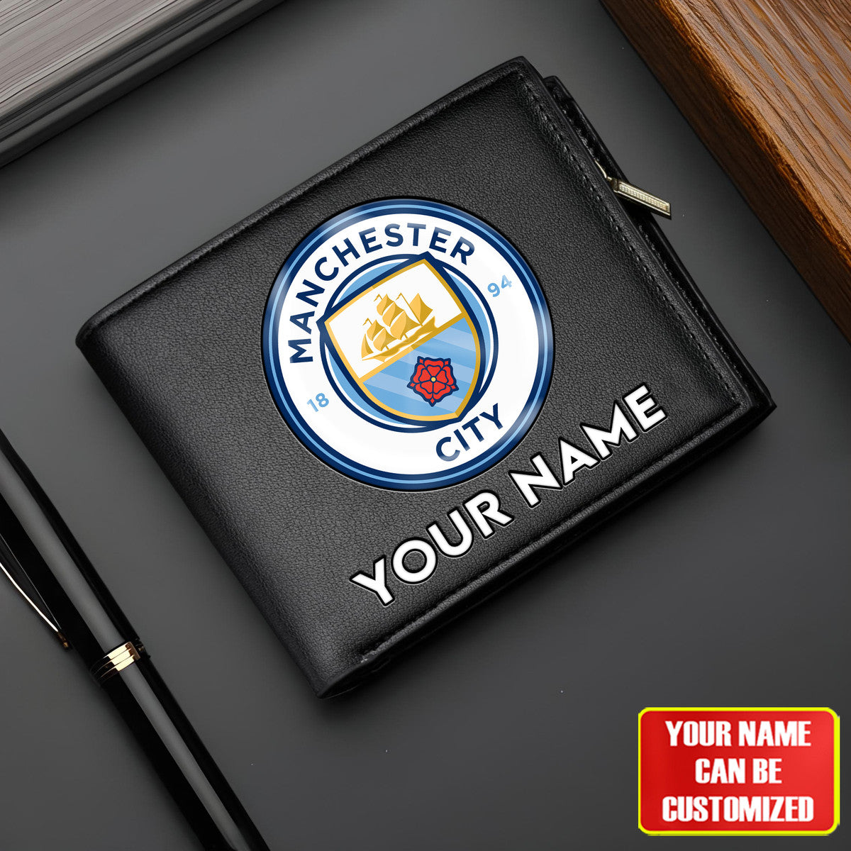 Personalized Manchester City Leather Wallet Q110405