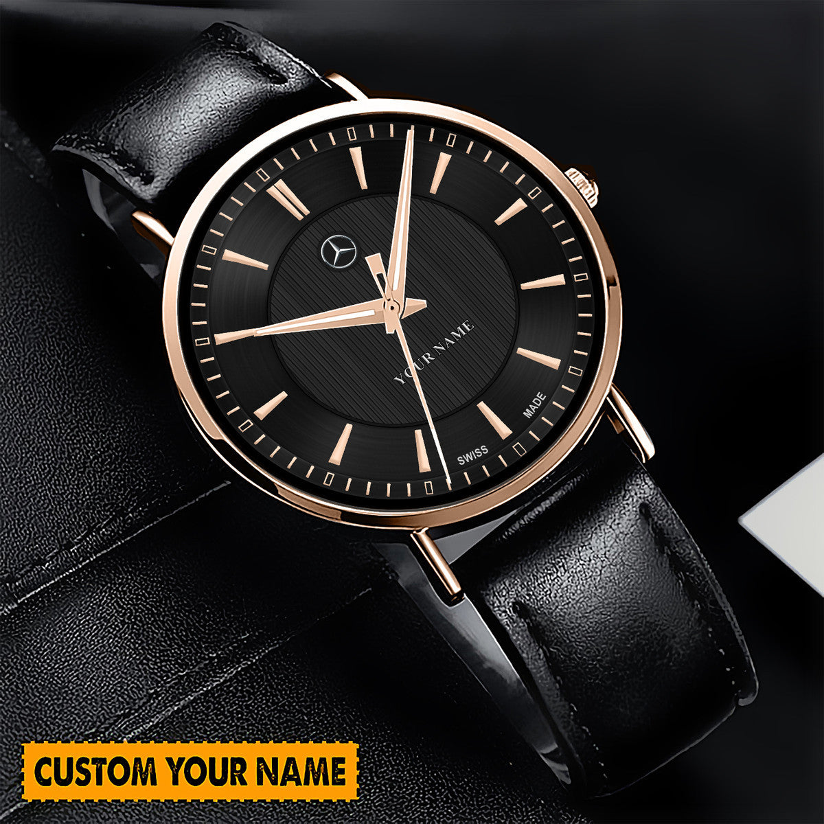 Personalized Merc Quartz Leather Watch P040304