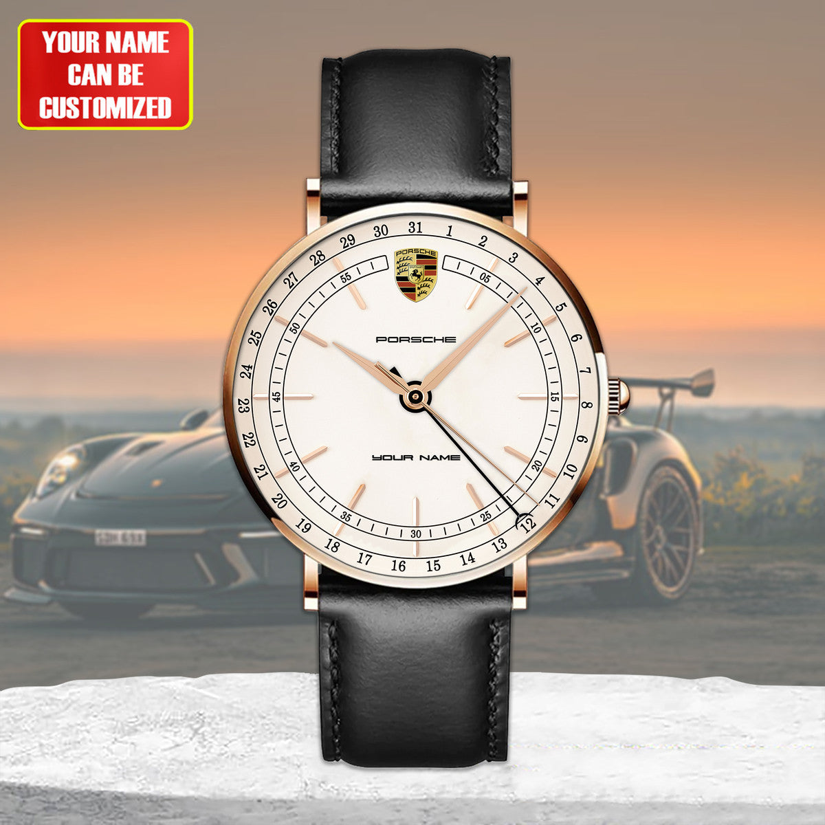 Personalized Pors Classic Quartz Leather Watch P150401