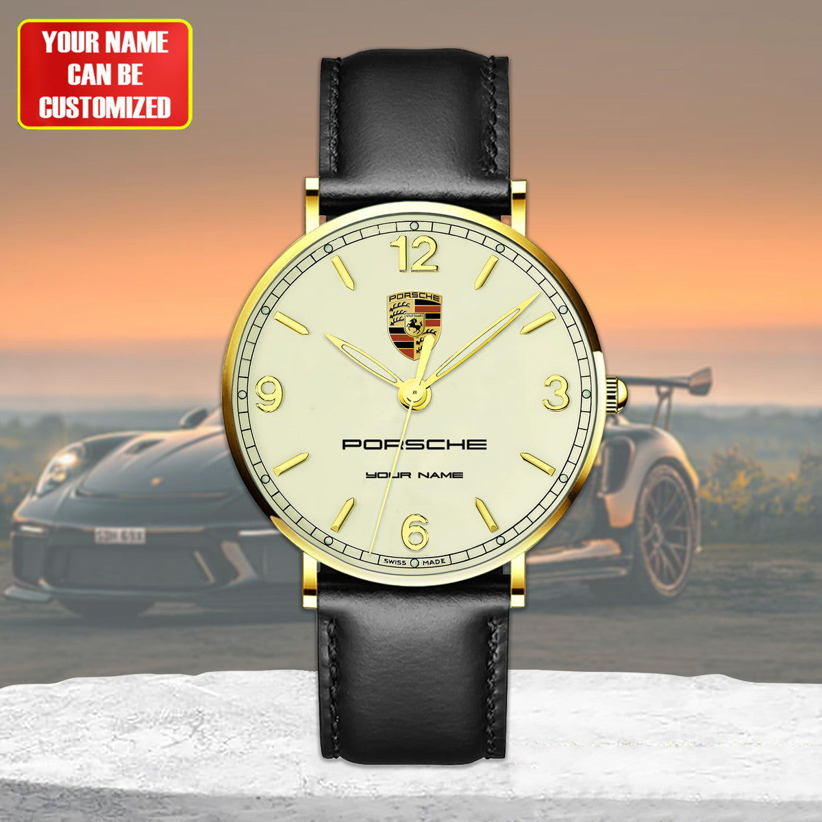 Personalized Pors Luxury Quartz Leather Watch P270401