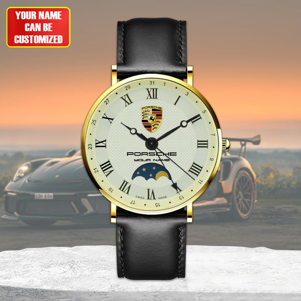 Personalized Pors Luxury Quartz Leather Watch P290404