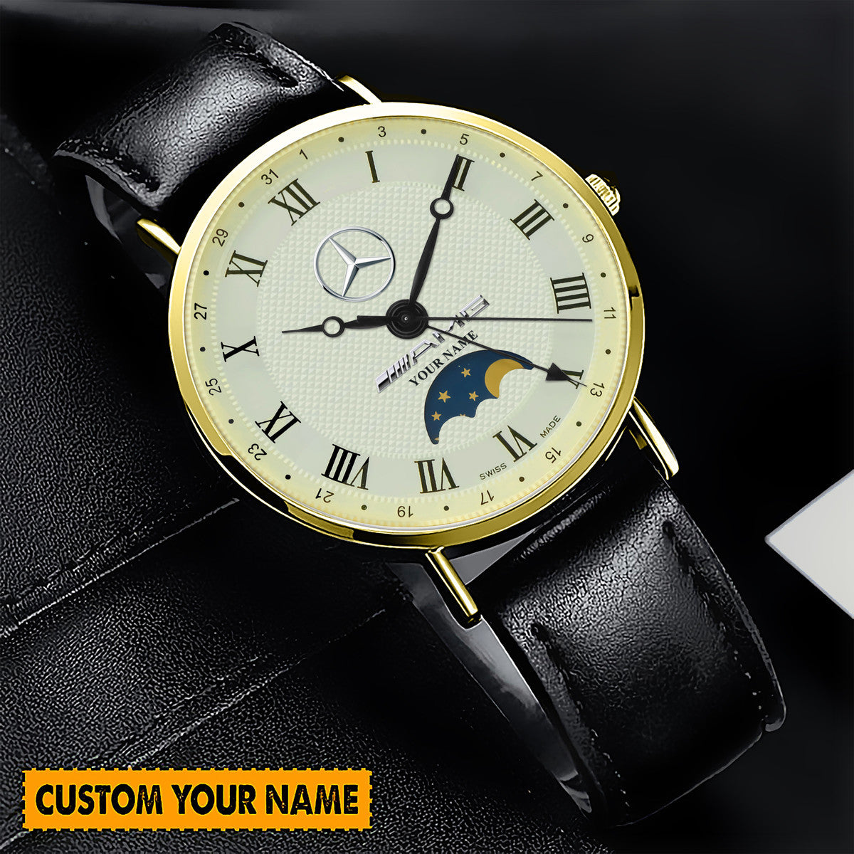 Personalized Merc Luxury Quartz Leather Watch P290405