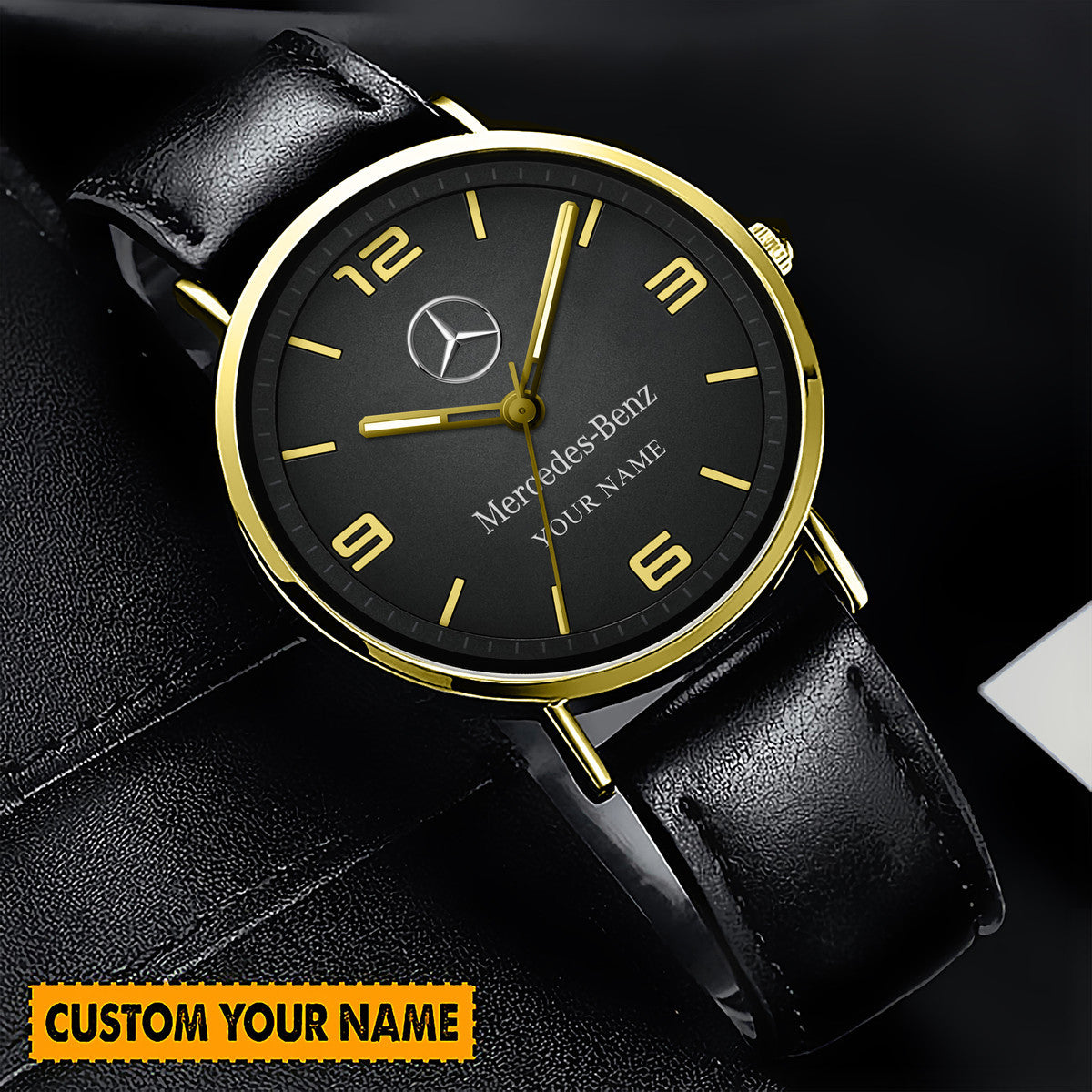 Personalized Merc Vintage Quartz Leather Watch P130504