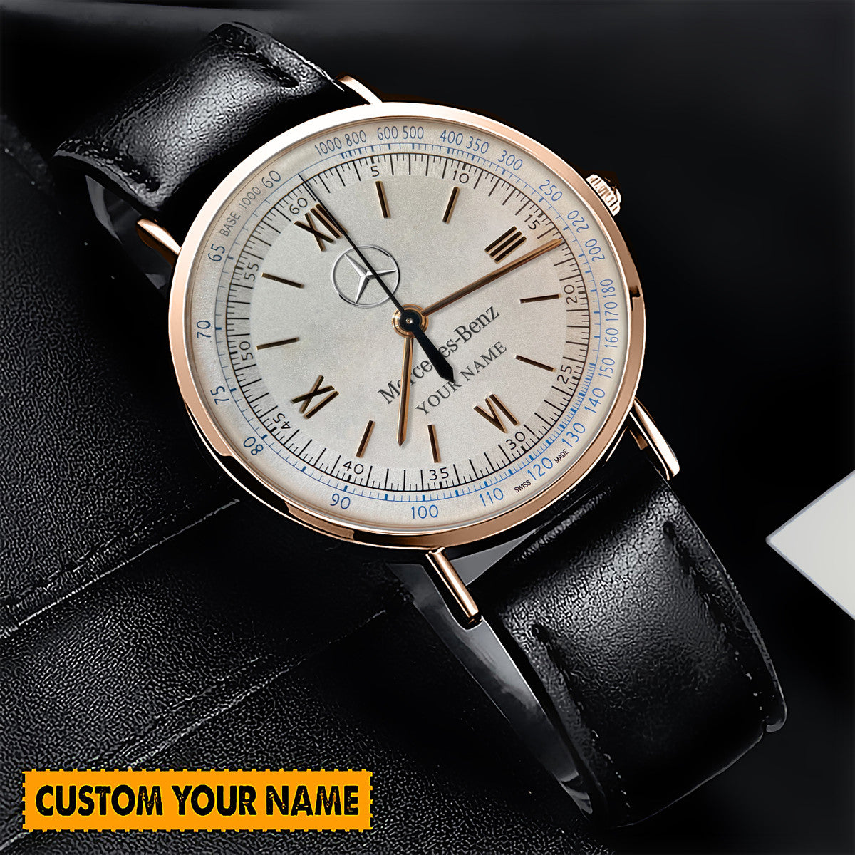 Personalized Merc Vintage Quartz Leather Watch P260601