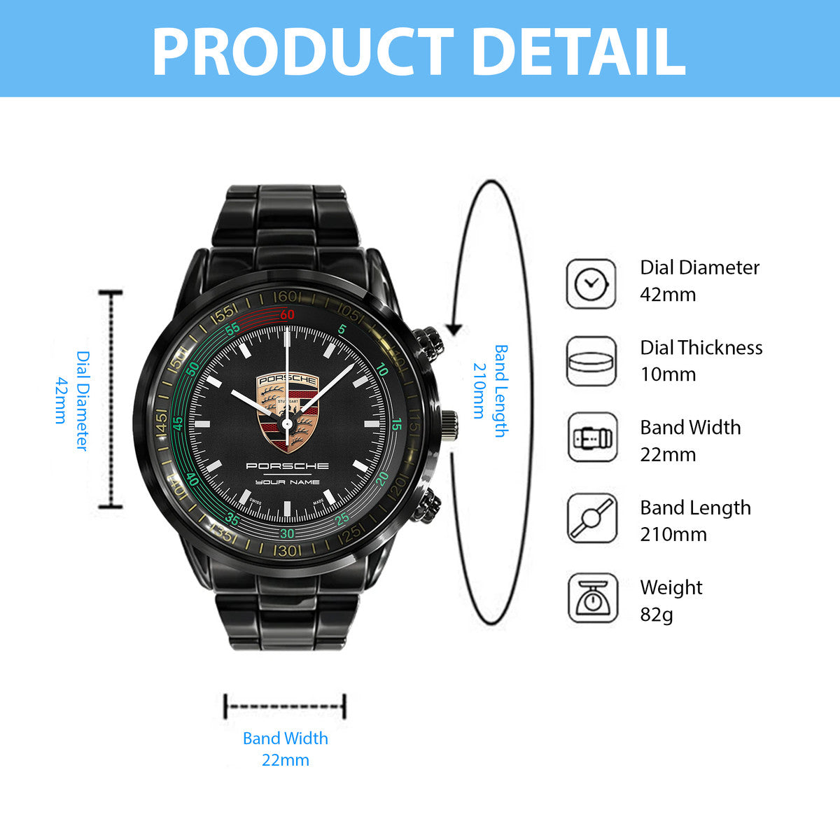 Personalized Pors Luxurious Stainless Steel Watch QB220704