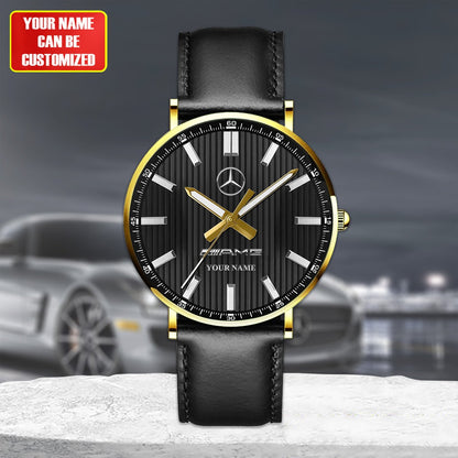 Personalized Merc AMG Luxury Quartz Leather Watch QB230705