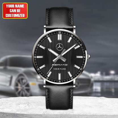 Personalized Merc AMG Luxury Quartz Leather Watch QB230705