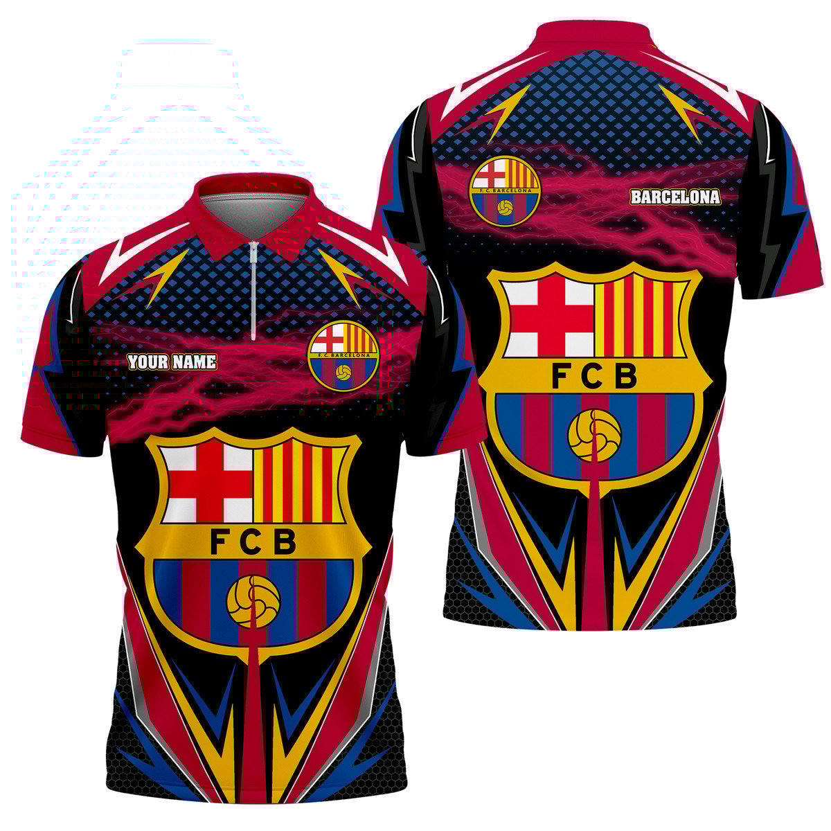 Personalized Barça V3 3D Full Printing Set , Barça Shirt , Barça Set , Zipper Polo, Hoodie , Short , Polo , hawaii , ... Q140803