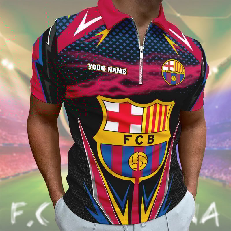 Personalized Barça V3 3D Full Printing Set , Barça Shirt , Barça Set , Zipper Polo, Hoodie , Short , Polo , hawaii , ... Q140803