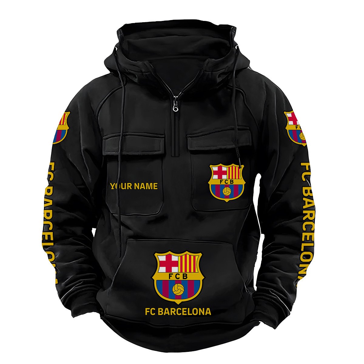 Personalized Barça Retro Cotton Hoodie S200805