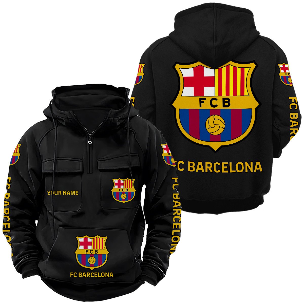 Personalized Barça Retro Cotton Hoodie S200805
