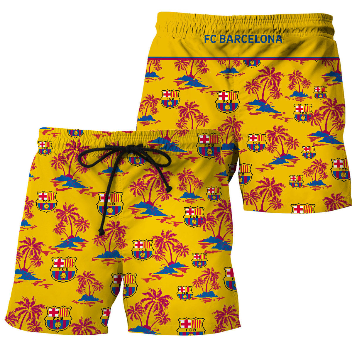 Personalized Barça Tropical Hawaii Shirt Beach Short S210802