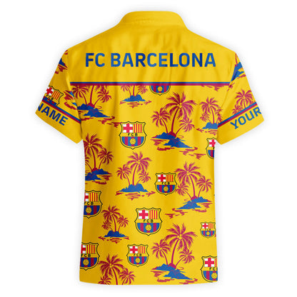 Personalized Barça Tropical Hawaii Shirt Beach Short S210802