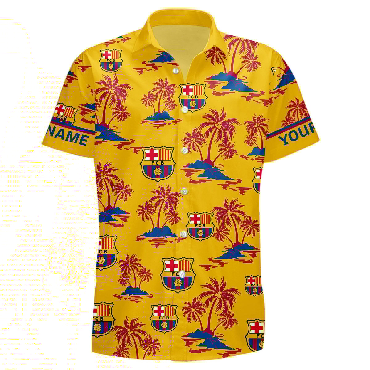 Personalized Barça Tropical Hawaii Shirt Beach Short S210802