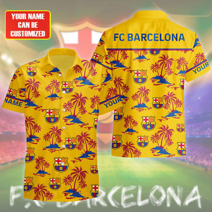 Personalized Barça Tropical Hawaii Shirt Beach Short S210802
