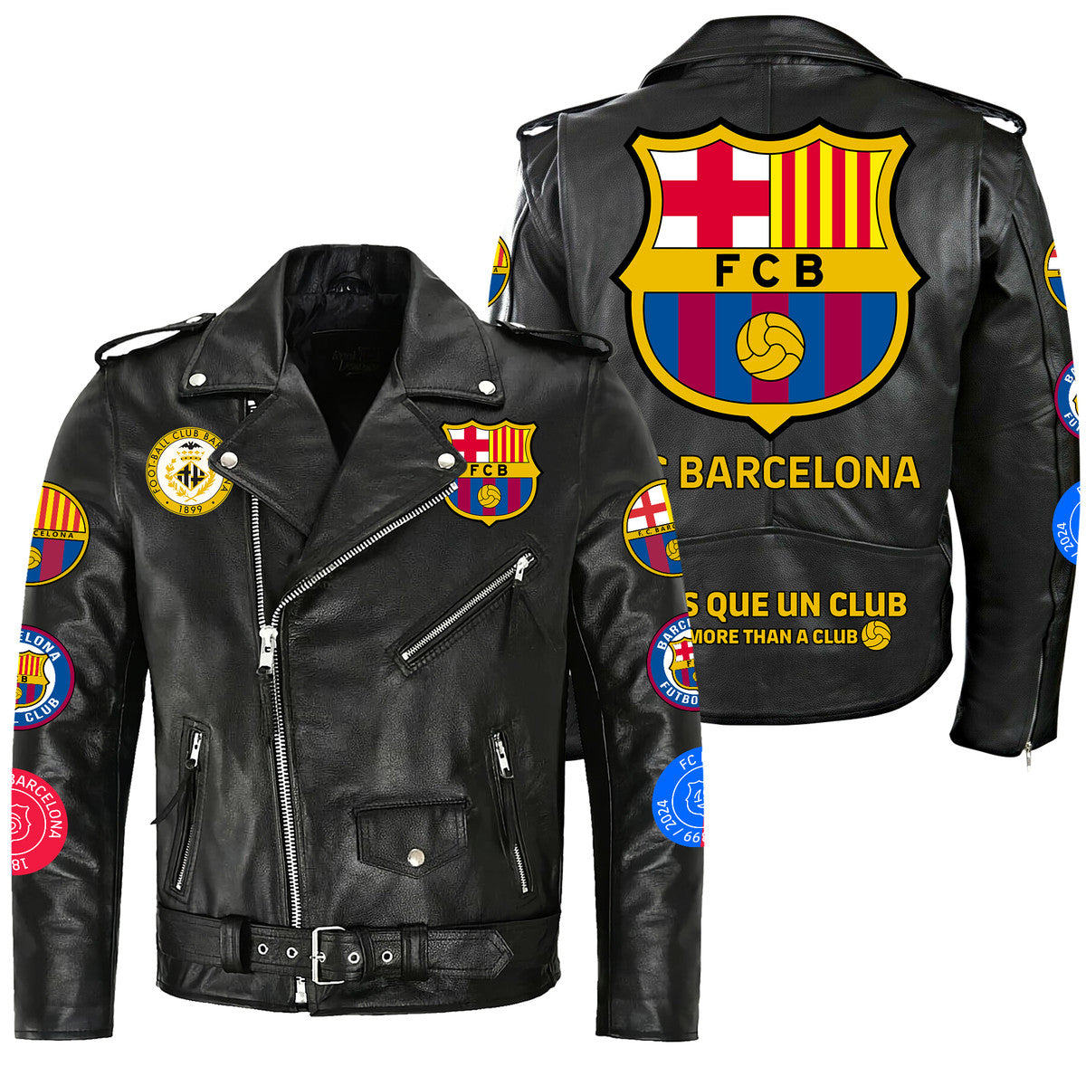 Barça Zipper Vintage Leather Jacket Q230802