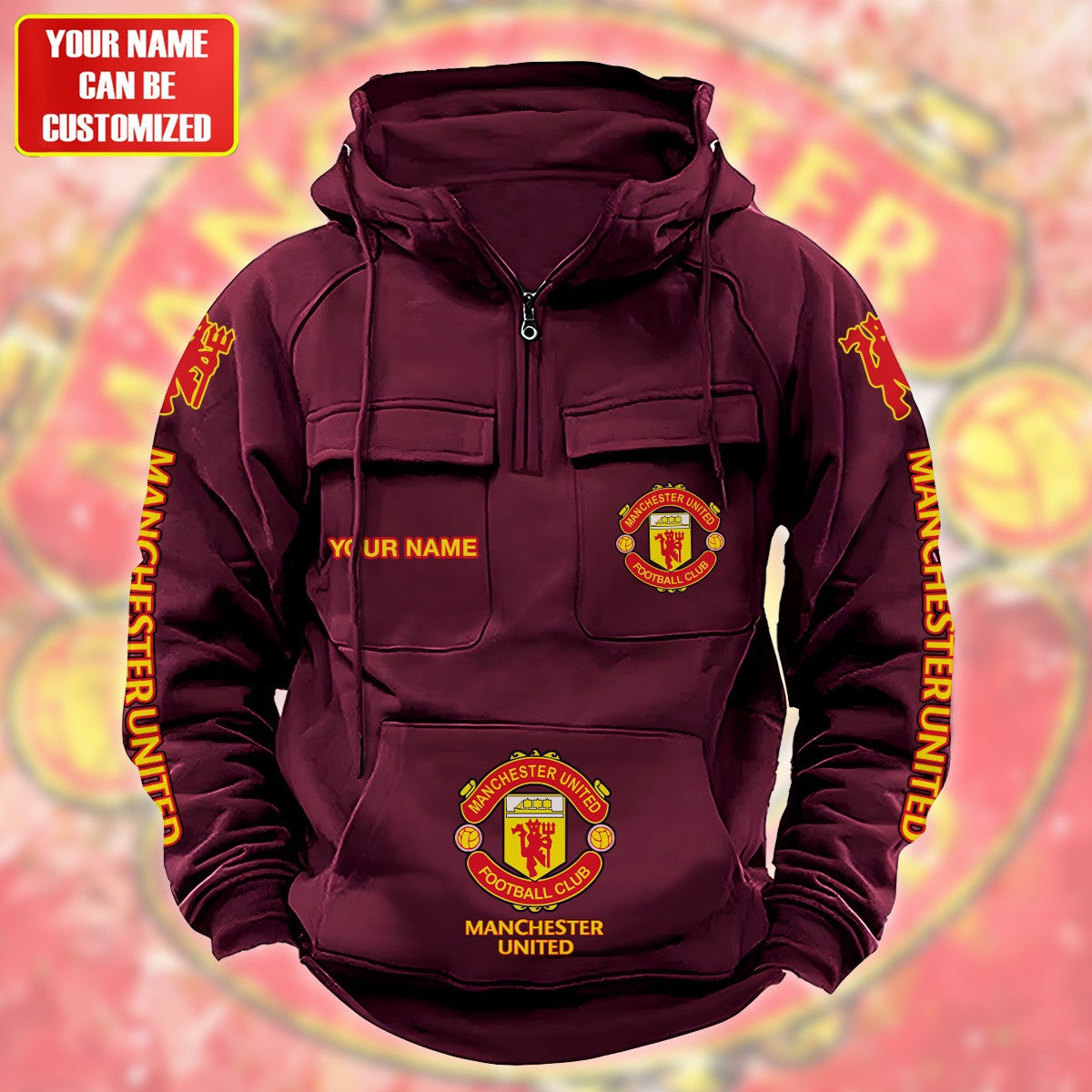 Personalized Manchester United Retro Cotton Hoodie S220808