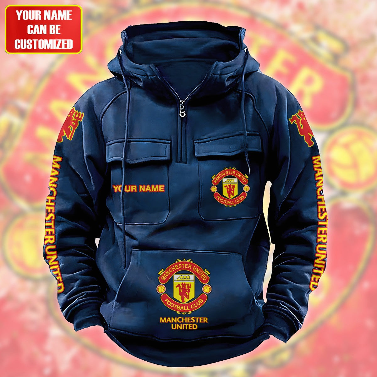 Personalized Manchester United Retro Cotton Hoodie S220808