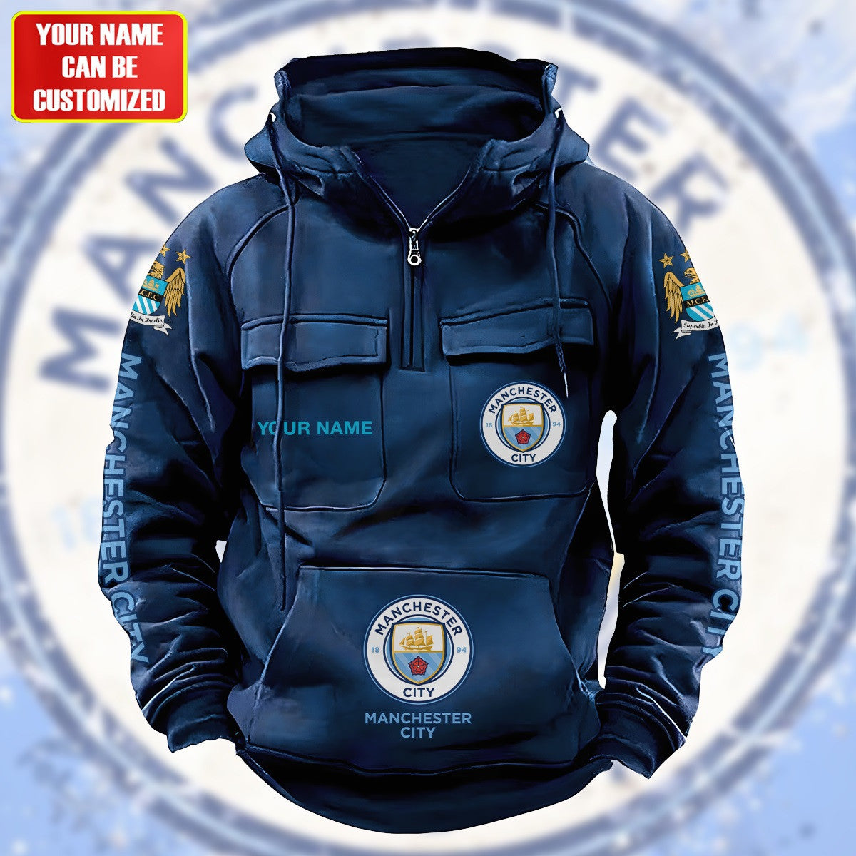 Personalized Manchester City Retro Cotton Hoodie S220809