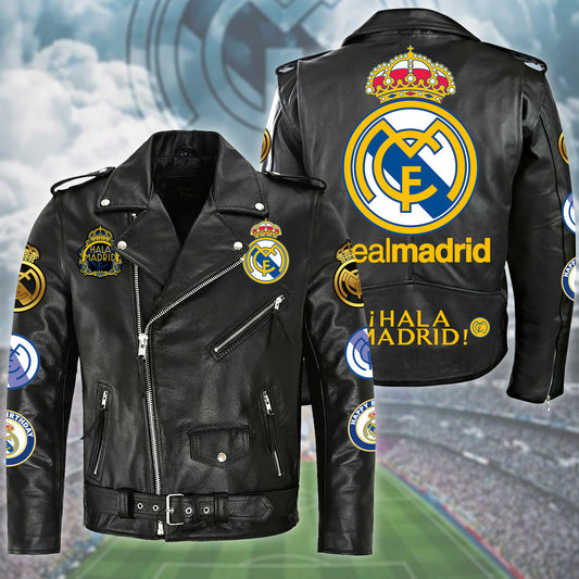 Real Madrid Zipper Vintage Leather Jacket Q230801