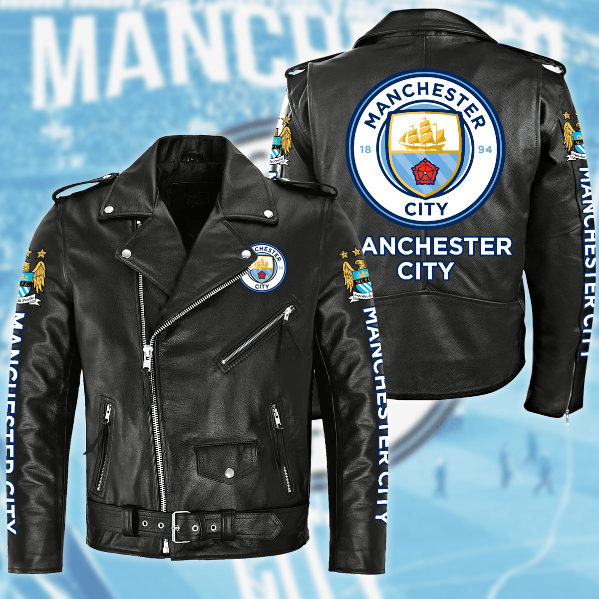Manchester City Zipper Vintage Leather Jacket S270802