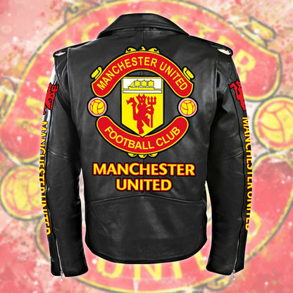 Manchester United Zipper Vintage Leather Jacket S280801