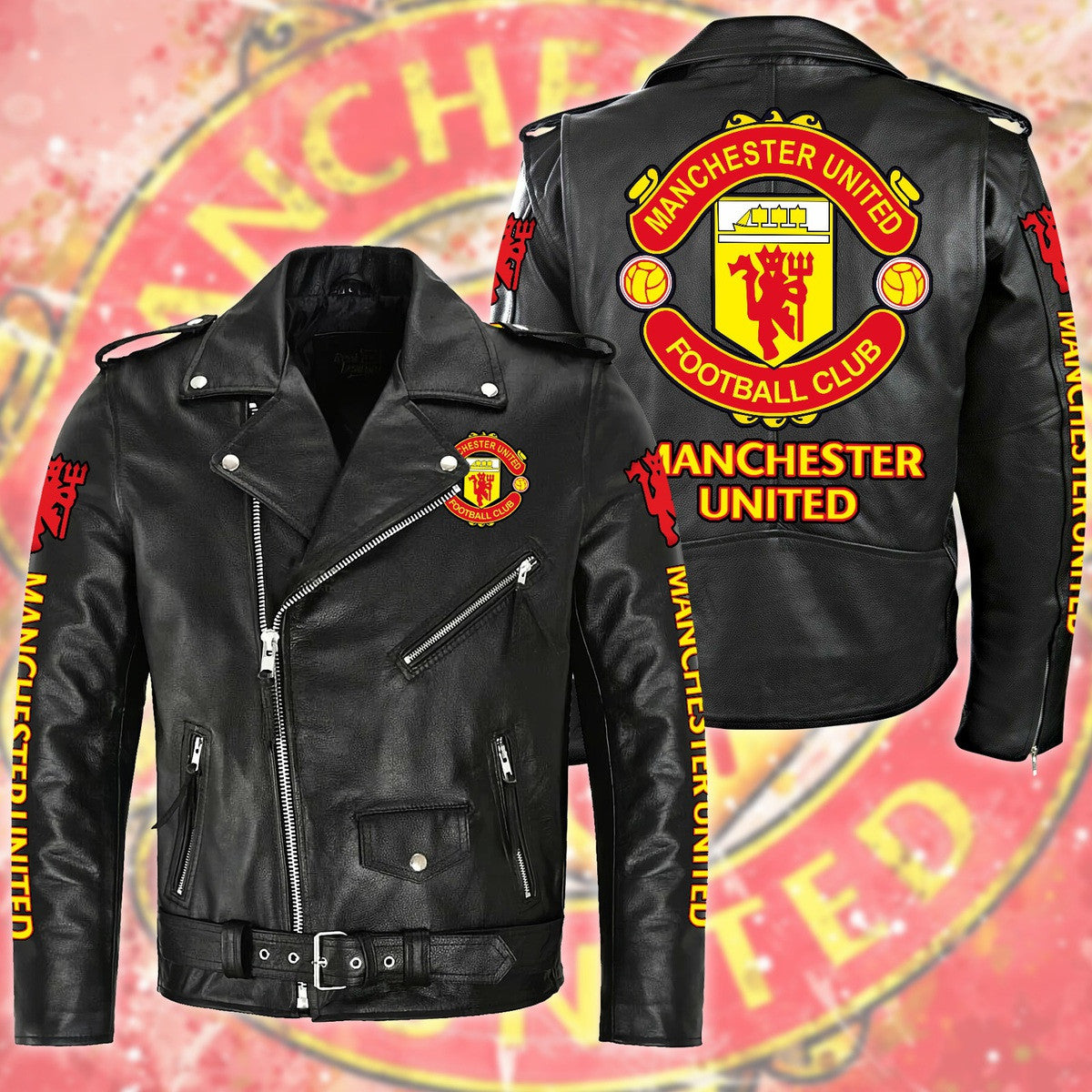 Manchester United Zipper Vintage Leather Jacket S280801