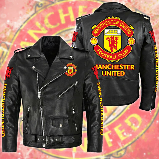 Manchester United Zipper Vintage Leather Jacket S280801