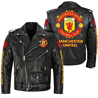 Manchester United Zipper Vintage Leather Jacket S280801