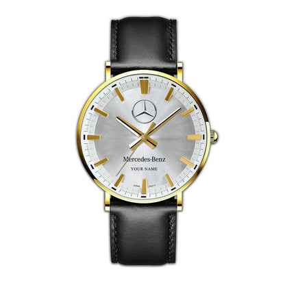 Personalized Merc - Benz Luxury Quartz Leather Watch QB280805