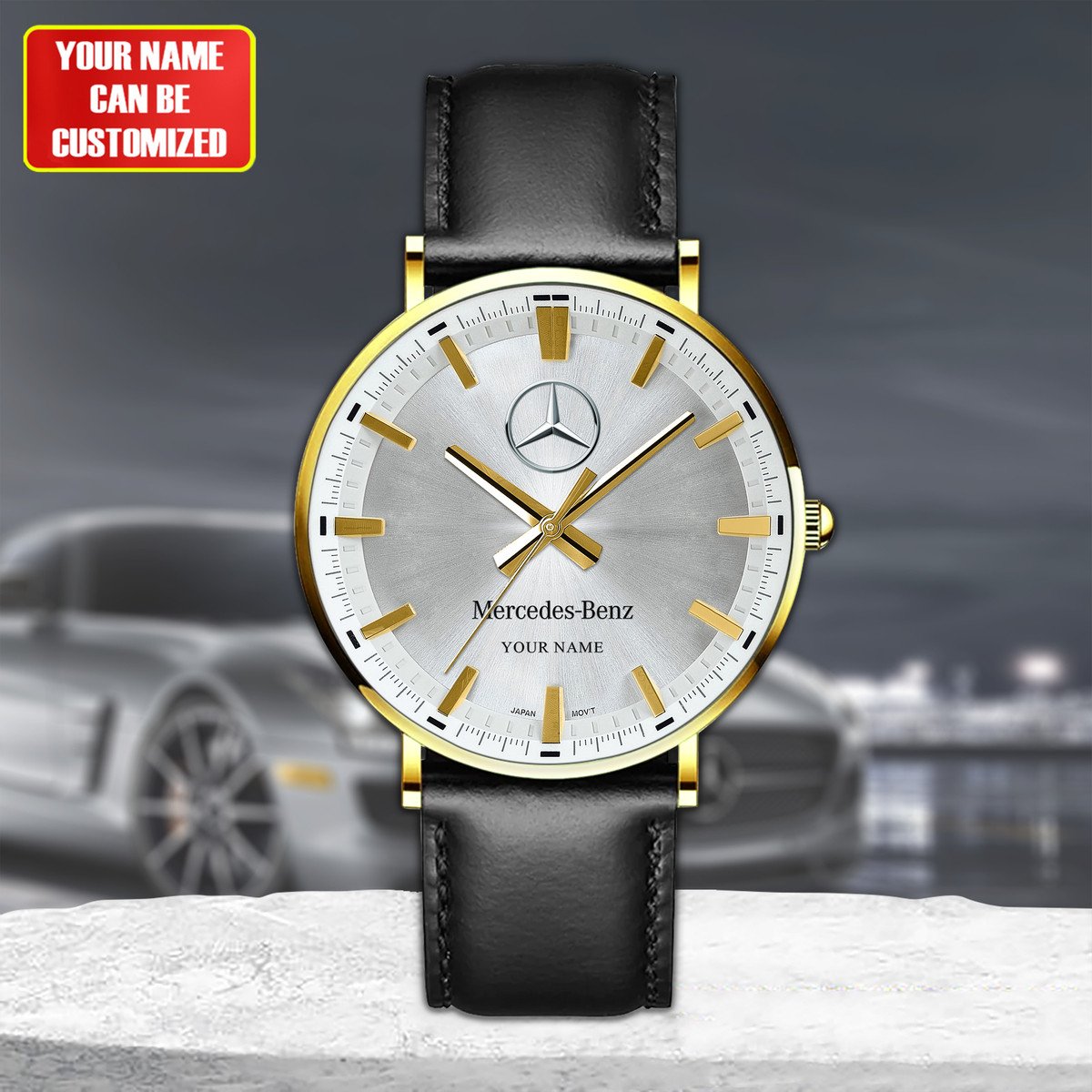 Personalized Merc - Benz Luxury Quartz Leather Watch QB280805